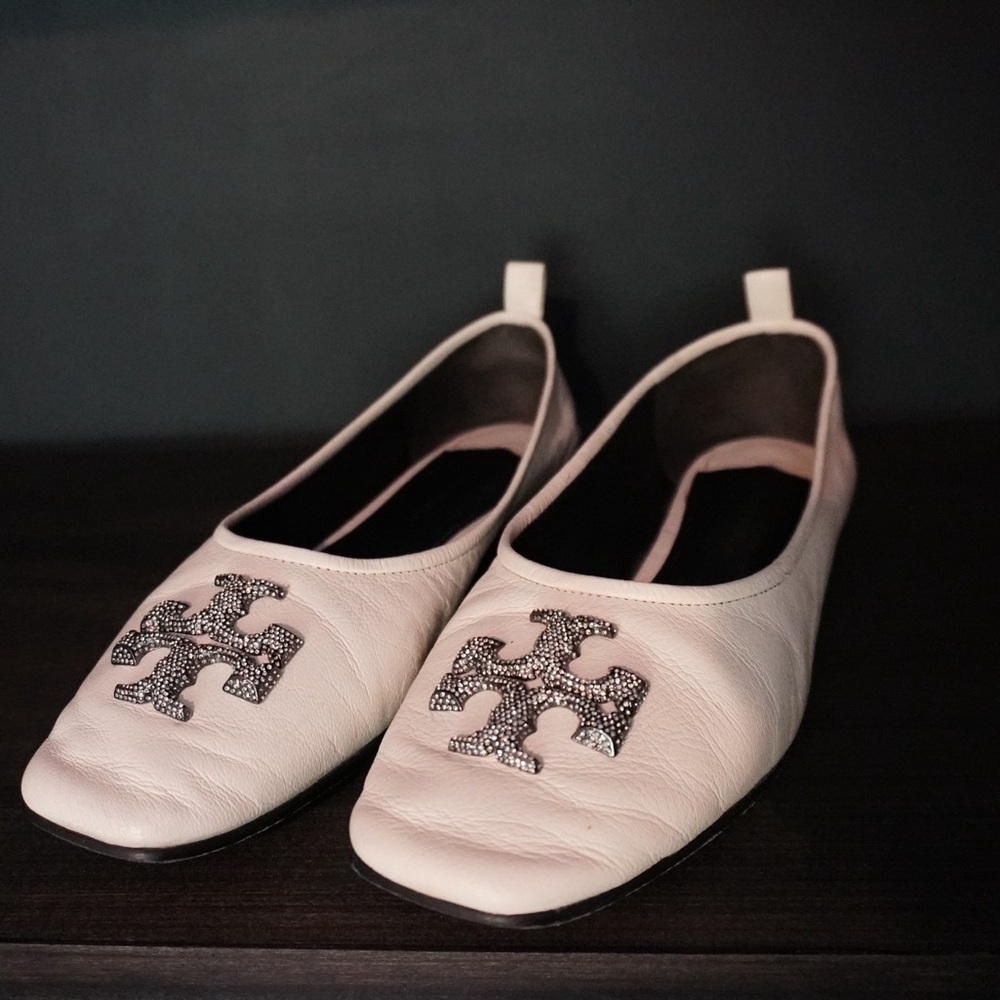 Tory Burch Cream Pave Crystal Eleanor Ballet Flat